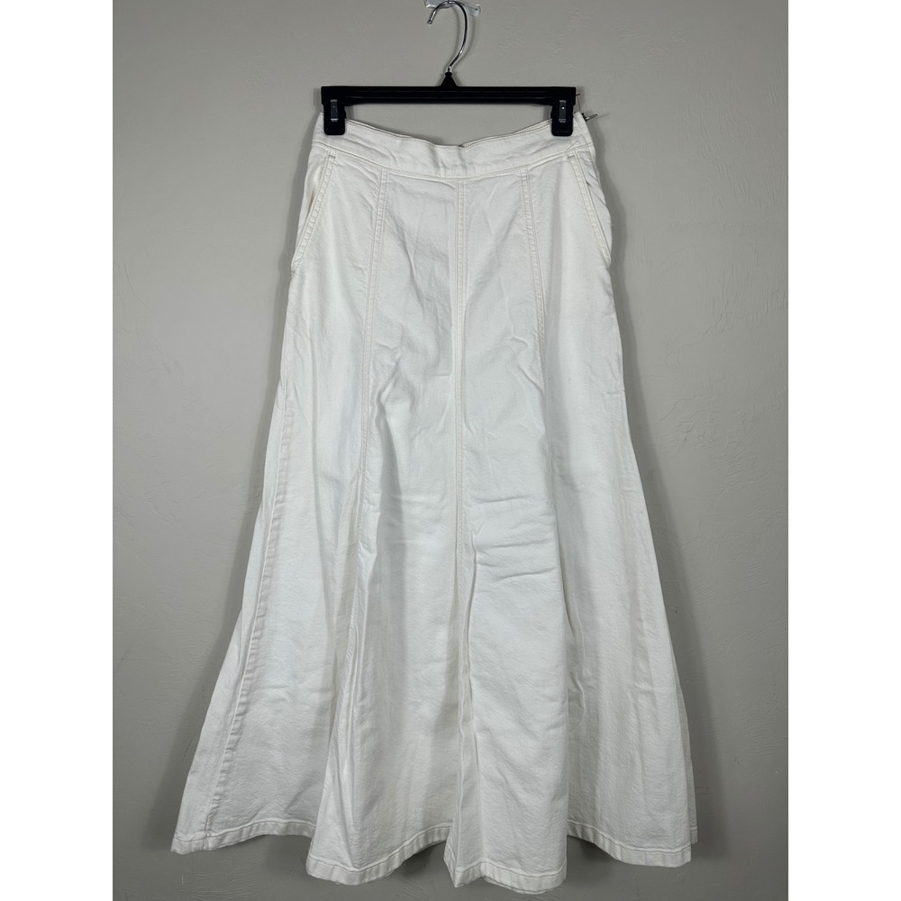 We The Free White Catch The Sun Denim Maxi Skirt Women's Size 24